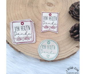 ADVENTSKALENDER Test-Türchen - Stickdatei ITH - Anhänger Von Herzen Danke